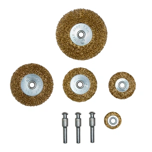 Щітка для електроінструменту Sigma набір 5шт, 25; 38; 50; 65; 75мм, хвостовик 6мм, латуновані (9010021) зображення 1