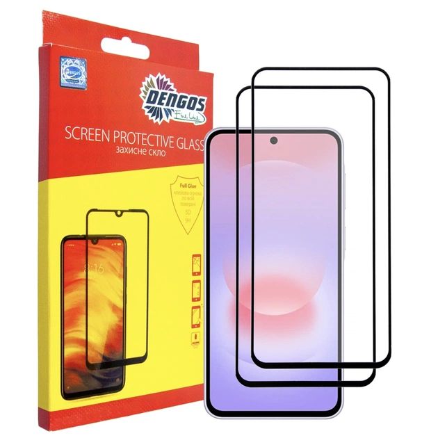 Стекло защитное Dengos Samsung Galaxy A37 / A57 / S25 FE Black 2 pcs (DG-TG2P-96) - изображение 1