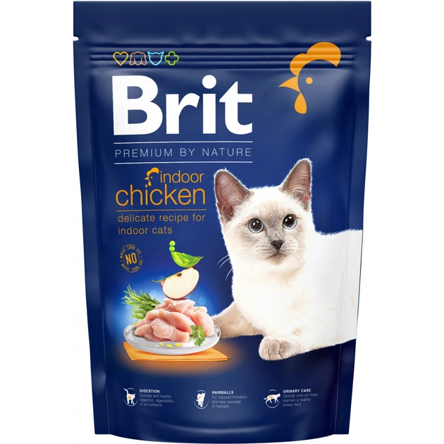 Сухий корм для кішок Brit Premium by Nature Cat Indoor 1.5 кг (8595602553143) - изображение 1
