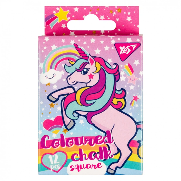 Крейда Yes кольорова квадратна 10х10 12 шт 6 кол Unicorn (400394) - picture 1