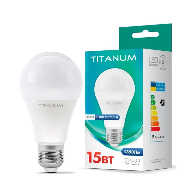 Лампочка TITANUM A65 15W E27 3000K (TLA6515273) - зображення 1