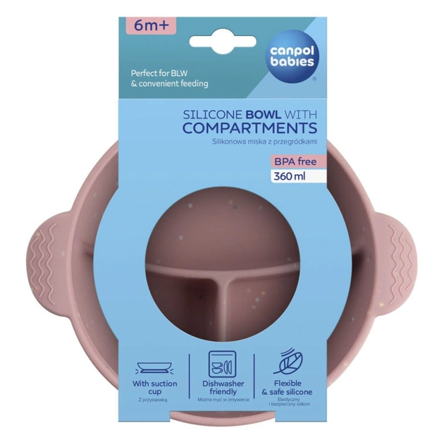 Тарілка дитяча Canpol babies DOTS силіконова на присосці з секціями, рожева (51/403_pin) - picture 4