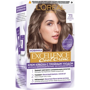 Фарба для волосся L'Oreal Paris Excellence Cool Creme 7.11 Ультрапопелястий русявий (3600523943210) зображення 1