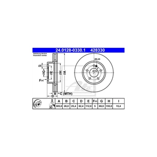 Гальмівний диск ATE 24-0128-0330-1-02 зображення 1