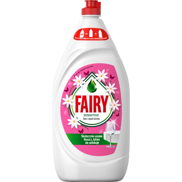 Засіб для ручного миття посуду Fairy Sensitive Алое вера та жасмин 1.35 л (8700216844086) - изображение 1