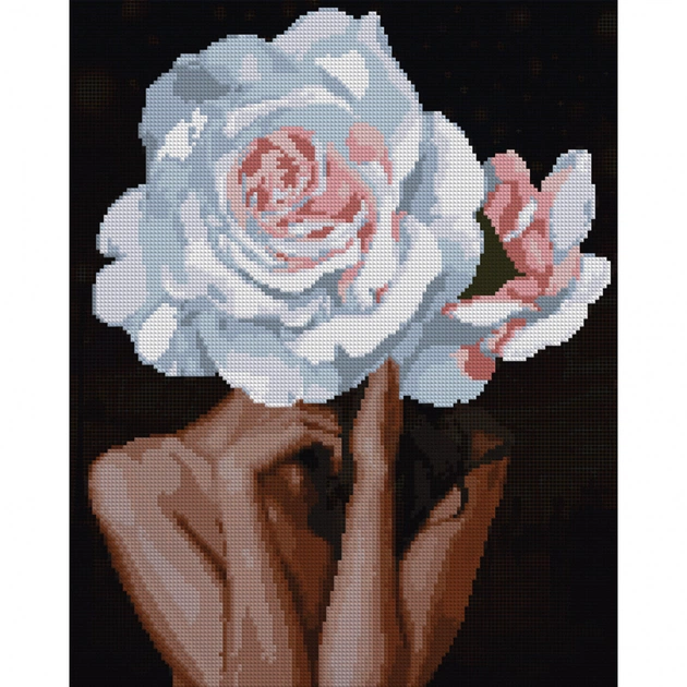 Картина по номерам Santi алмазна мозаїка Дівчина троянда 40х50 см на підрамни (956051) - picture 1