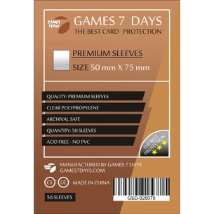 Протектор для карт Games 7 Days 50 х 75 мм, 50 шт (PREMIUM) (GSD-025075) изображение 1