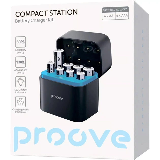 Зарядний пристрій Proove Compact Station 8pcs (4xAAA + 4xAA) Black (RBCS00000001) - зображення 10