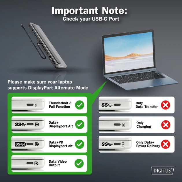 Порт-реплікатор Digitus USB-C > 2xHDMI/1xDP/3xUSB-A/USB-C/RJ54/PD/Audio (DA-70919) - зображення 6
