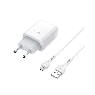 Зарядний пристрій HOCO C72A USB + cable USB to USB-C 10.5W White (Hoco C72AW/Tc) зображення 1