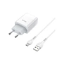 Зарядний пристрій HOCO C72A USB + cable USB to USB-C 10.5W White (Hoco C72AW/Tc) - зменшене зображення 1