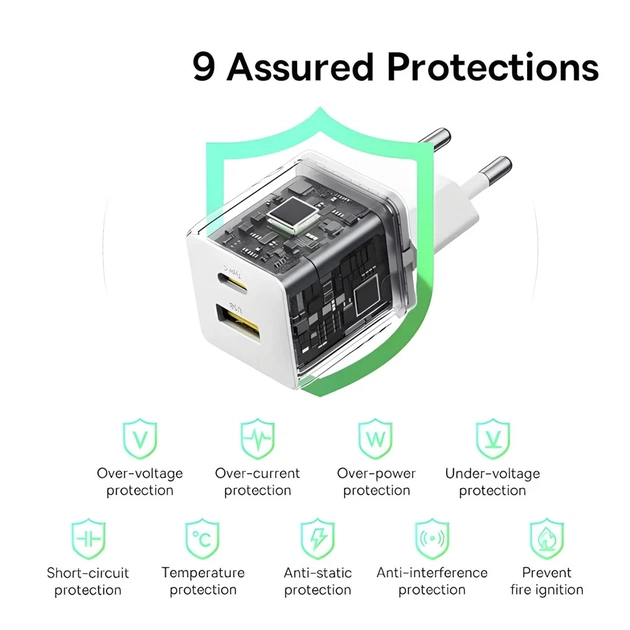 Зарядний пристрій Baseus 1xUSB-C 20W + 1xUSB white + cable USB-C to USB-C 60W 1.0m (P10111608213-01) - picture 12