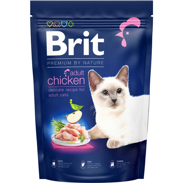 Сухой корм для кошек Brit Premium by Nature Cat Adult Chicken 1.5 кг (8595602553129) - изображение 1