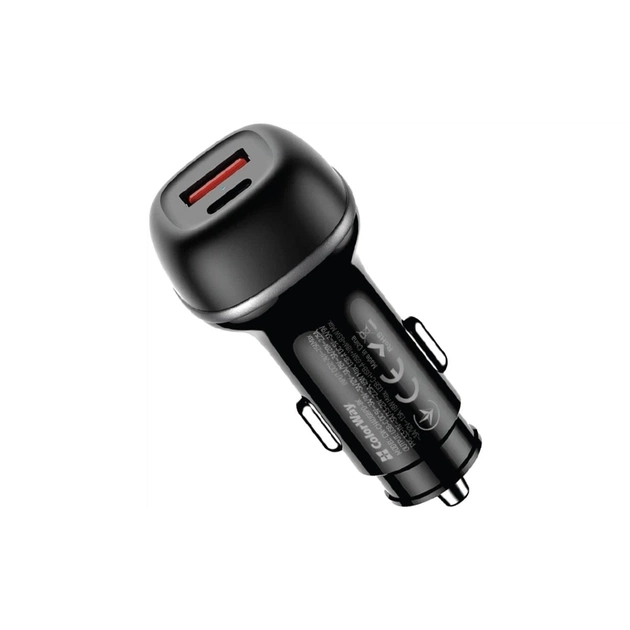 Зарядное устройство ColorWay USB-C PD65W + USB QC3.0 car adapter (CW-CHA068PD-BK) - изображение 1