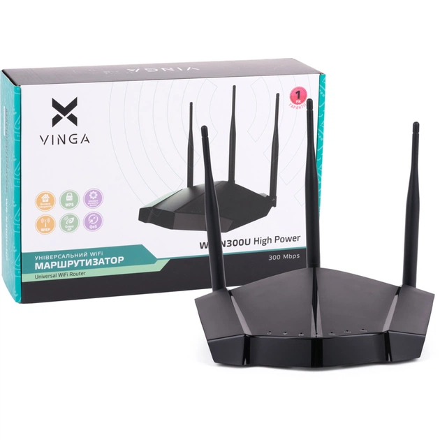 Маршрутизатор Vinga WR-N300U High Power (WR-N300U-HP) - изображение 1