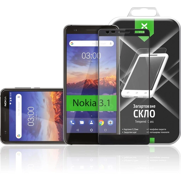 Скло захисне Vinga для Nokia 3.1 Black (VTPGS-N31B) - picture 3