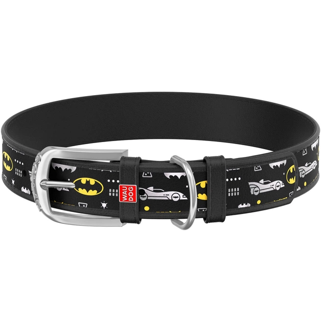 Нашийник для тварин WAUDOG Design з QR паспортом "Бетмен 3" M Ш 20 мм Д 30-39 см(чорний) (0020-1005-01) - зображення 1