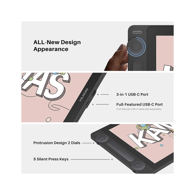 Графический планшет Huion Kamvas 13 Gen 3 Black + рукавичка (GS1333) - изображение 5