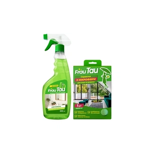 Набір побутової хімії Frau Tau Для очищення скла та глянцевих поверхонь Спрей 500 мл + Серветка з мікрофібри (4802370056146) picture 1