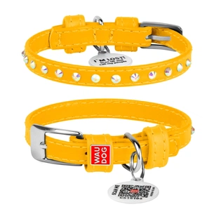 Нашийник для тварин WAUDOG Glamour з QR-паспортом з стразами XXS2 Ш 9 мм Д 19-25 см жовтий (32528) зображення 1