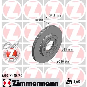 Гальмівний диск ZIMMERMANN 600.3218.20 зображення 1
