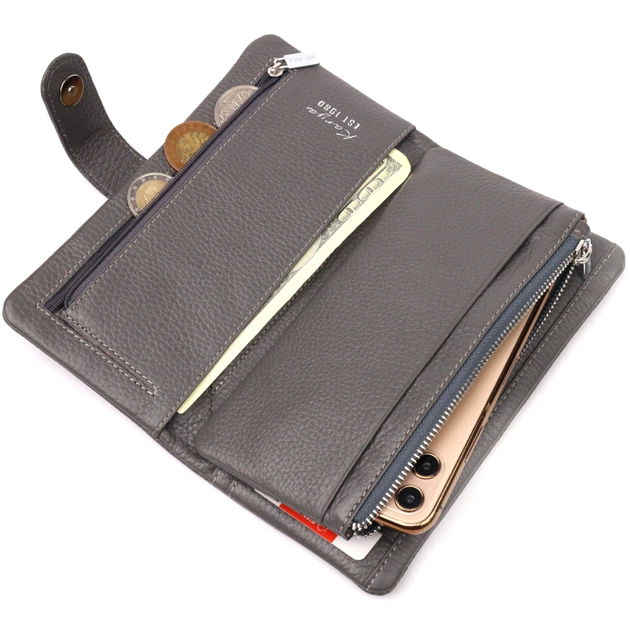 Портмоне Karya Из натуральной кожи Серое (20999) - изображение 8