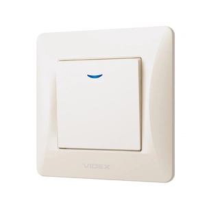 Вимикач Videx BINERA 1кл з підсвічуванням кремовий (VF-BNSW1L-CR) изображение 1