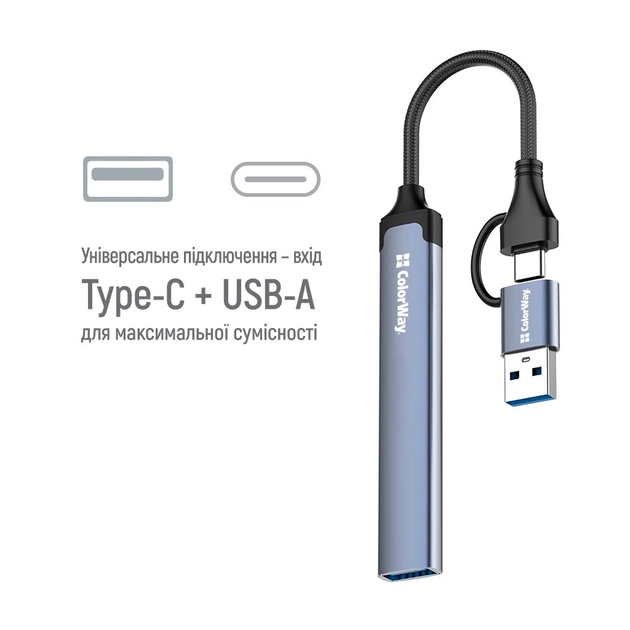 Концентратор ColorWay USB-A/USB-C 4-in-1 USB2.0х2/USB3.0/USB-C2.0 (CW-HUB06) - picture 7