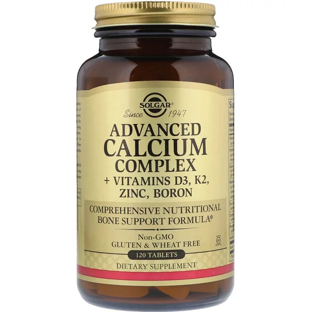 Вітамінно-мінеральний комплекс Solgar Кальцій + D3, K2, Цинк, Бор, Calcium Complex + Vitamins D3, K2, Zinc, Boron, 120 та (SOL-00028) - зображення 1