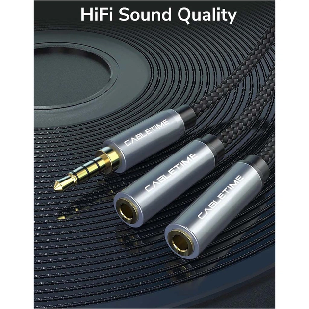 Кабель мультимедійний 3.5mm M to 2x3.5mm F 0.2m Cabletime (CA915248) - picture 3