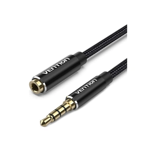 Кабель мультимедійний 3.5mm M to 3.5mm F 1.0m black Vention (BHBBF) зображення 1