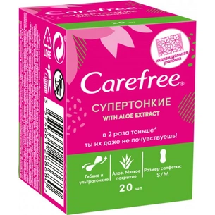Щоденні прокладки Carefree with Aloe extract 20 шт. (3574661288680) зображення 1
