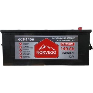 Акумулятор автомобільний NORVEGO ВЕСТА Premium 140A +лів (3) (950 пуск) зображення 1