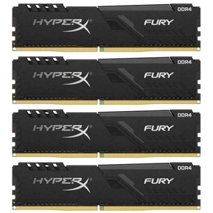 Модуль пам'яті для комп'ютера DDR4 64GB (4x16GB) 2400 MHz Fury Black Kingston Fury (ex.HyperX) (HX424C15FB4K4/64) зображення 1