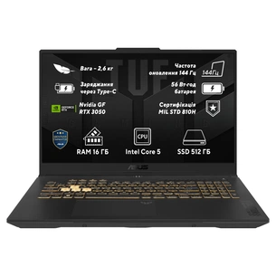 Ноутбук ASUS TUF Gaming F17 FX707VJB-HX063 (90NR0MY5-M002H0) зображення 1