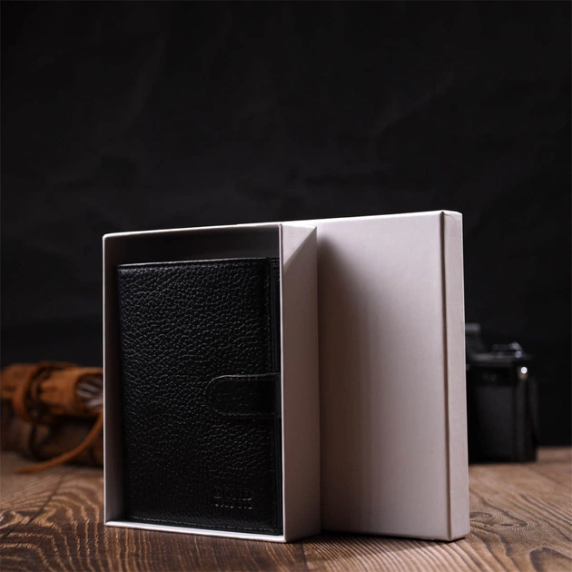 Портмоне Bond Accessories З натуральної зернистої шкіри Чорне (22055) - изображение 12