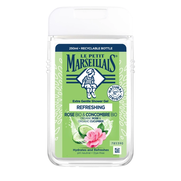 Гель для душу Le Petit Marseillais Огірок та Троянда 250 мл (3574661774183) - picture 1