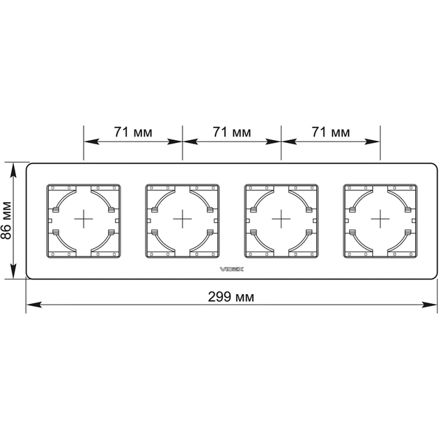 Рамка Videx BINERA біле скло 4 поста (VF-BNFRG4H-W) - зображення 3