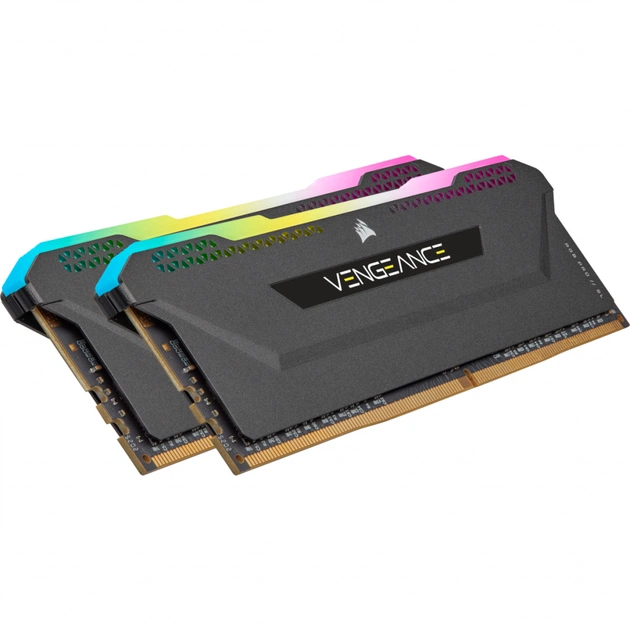 Модуль пам'яті для комп'ютера DDR4 16GB (2x8GB) 3600 MHz Vengeance RGB Pro SL Black Corsair (CMH16GX4M2D3600C18) - изображение 1