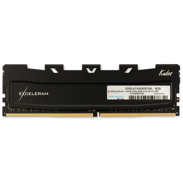 Модуль пам'яті для комп'ютера DDR4 8GB 3000 MHz Kudos Black eXceleram (EKBLACK4083016A) - зображення 1