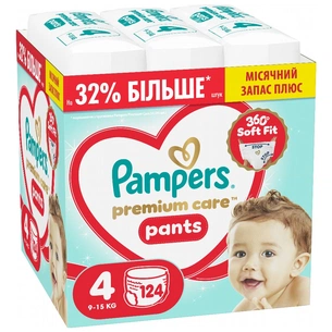 Підгузки Pampers Premium Care Pants Розмір 4 (9-15 кг) 124 шт (8006530315852) зображення 1