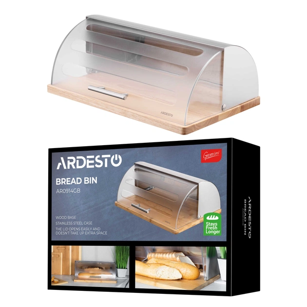 Хлібниця Ardesto Gemini 39х27х15см, дерево, пластик, нержавіюча сталь (AR0914GB) - picture 8