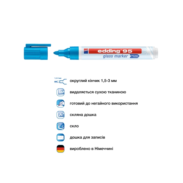 Маркер Edding Glass e-95 1,5-3 мм круглий блакитний (e-95/10) - picture 4