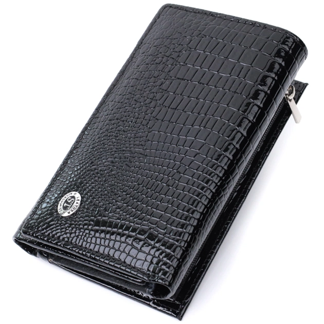 Гаманець ST Leather Три складення з натуральної шкіри Чорний (22707) - зображення 1