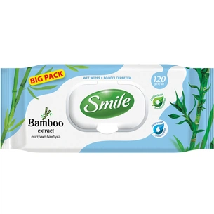 Вологі серветки Smile з екстрактом бамбука 120 шт. (4823071642650) изображение 1