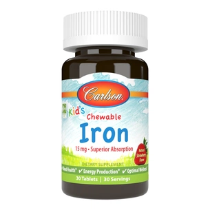 Мінерали Carlson Залізо Дитяче, 15 мг, смак полуниці, Kid's Chewable Iron, 30 жуватий (CL55930) зображення 1