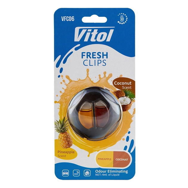 Ароматизатор для автомобіля VITOL Fresh Clips Pineapple+Coconat (VFC06) - picture 1