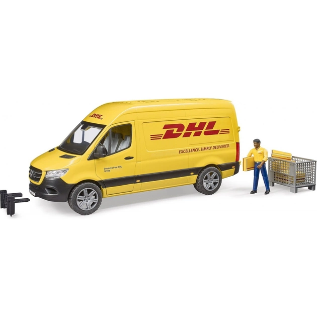 Спецтехніка Bruder автомобіль MB Sprinter кур'єр DHL з фігуркою (02671) - зображення 1