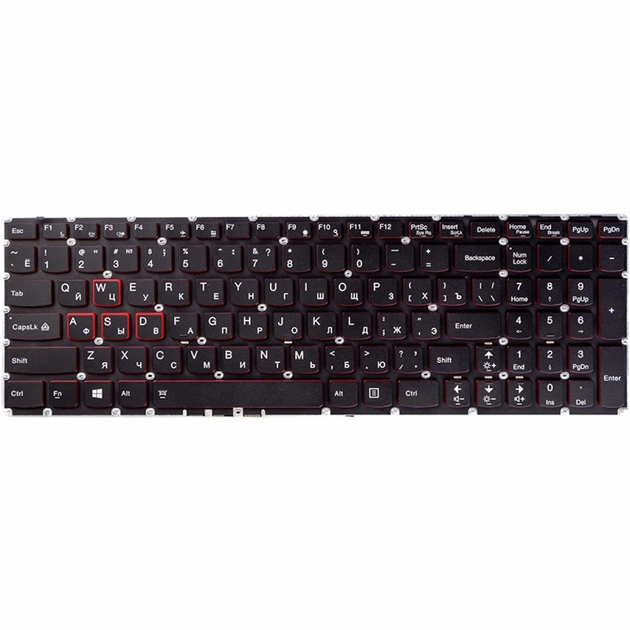 Клавіатура ноутбука Lenovo Ideapad Y700/Y700-15ISK чорна з підсвіткою (KB310764) - изображение 1