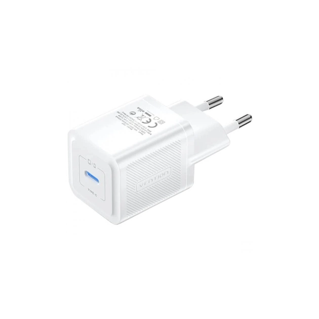 Зарядное устройство Vention 1xUSB-C PD20W GaN + cable USB-C to USB-C white (TZ-FEPW0-EU-01) - изображение 1